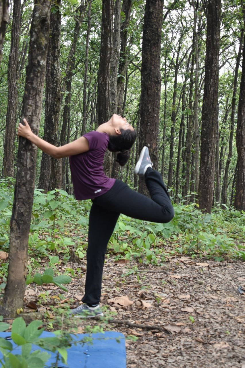Poonam teaching yoga